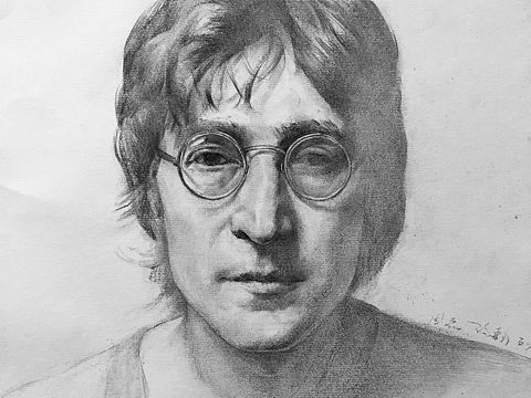 约翰列侬Beatles  甲壳虫素描人像 插画