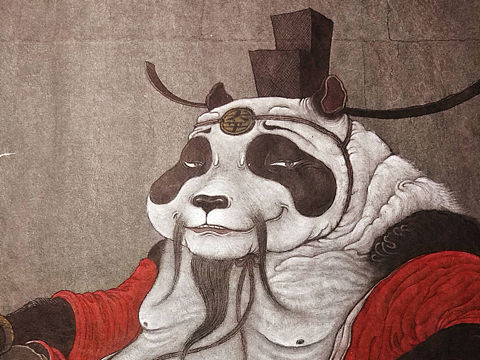 《貓熊瑞鶴戲獸圖》