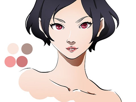 短发的妹子 手绘漫画风