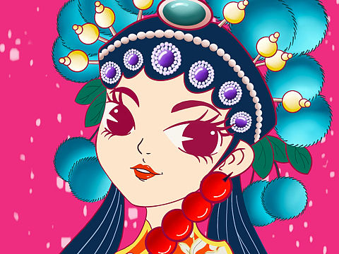 戏曲风插画