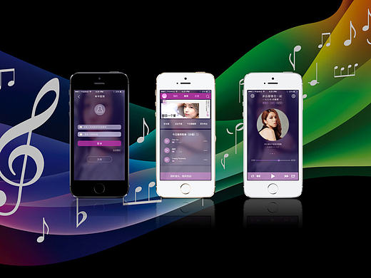 倾听音乐APP  原型  交互  界面设计  女性  紫色为主  扁平设计