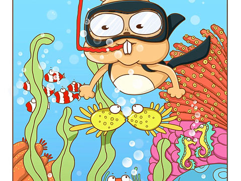 原创插画|游泳的地鼠先生（个人主页-ZNTQ5ODEyNzY=） - 儿童插画 - 站酷设计师木灵猫mulingcat原创素材 - 站酷ZCOOL