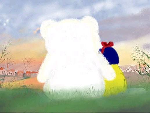 小白熊和小女孩的故事，第一张是临摹大师的作品。