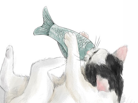 🐱18的第一幅画，吃鱼鱼，什么味道呀