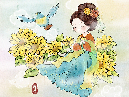 国风插画｜青绿小场景｜家纺已排版（个人主页-ZNjYzMzU0MDQ=） - 商业插画 - 站酷设计师舒画Zilvia原创素材 - 站酷ZCOOL