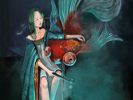 原创插画——《青行灯》