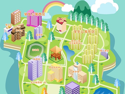 【创意手绘地图】湖南都市职业学院手绘版地图