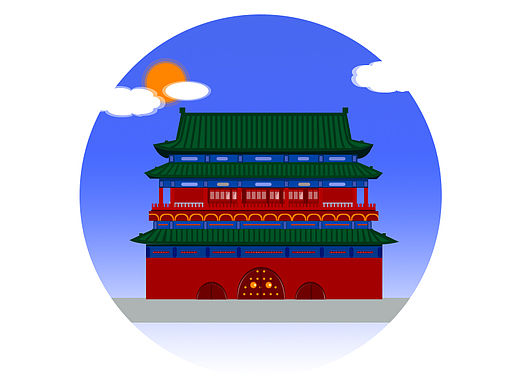 扁平 图标 京城鼓楼