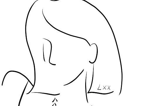 极简风抽象线条设计黑白插画简笔装饰手绘少女