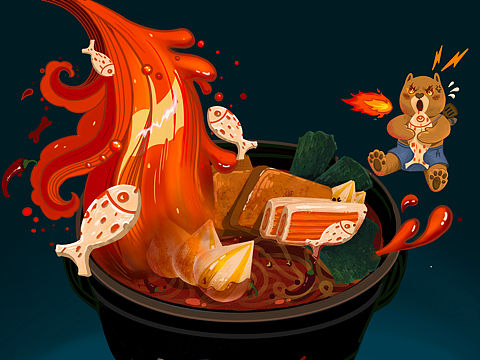 泡面包装插画设计