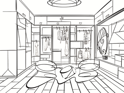 蒙德里安风格的衣帽间设计