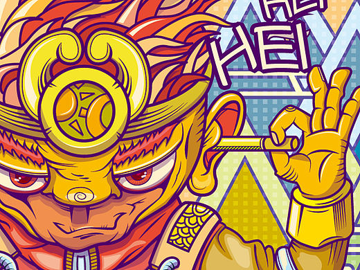 惠普打印機面板插畫之金箍棒（個人主頁-ZMTQ3OTk2MzI=） - 圖案 - 站酷設計師喵斯塔卜插畫原創(chuàng)素材 - 站酷ZCOOL