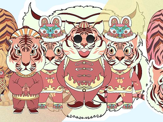 虎年ip形象插畫設計（個人主頁-ZNTE0NDAxMTY=） - 商業(yè)插畫 - 站酷設計師卡卡羅頭原創(chuàng)素材 - 站酷ZCOOL