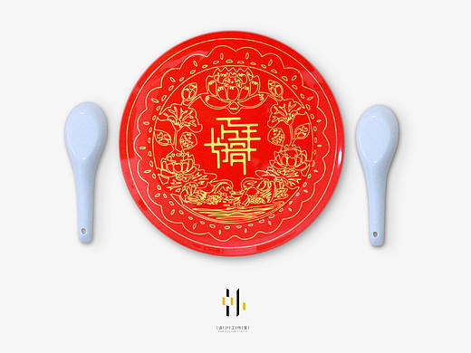 百年好合———婚礼瓷盘（字体设计）