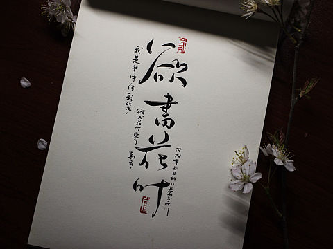 原创手写菊花体——欲书花叶