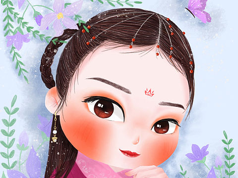 古风大脸妹 😂（个人主页-ZMzMxMTE0NzY=） - 艺术插画 - 站酷设计师饼干咔嚓脆原创素材 - 站酷ZCOOL