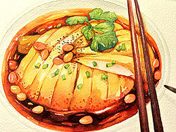 【手绘美食】第六菜：口水鸡&nbsp;