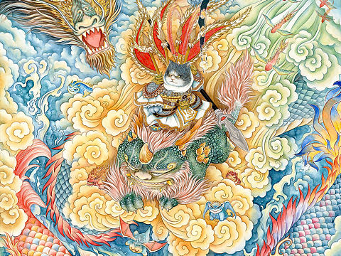 八仙九猫-插画