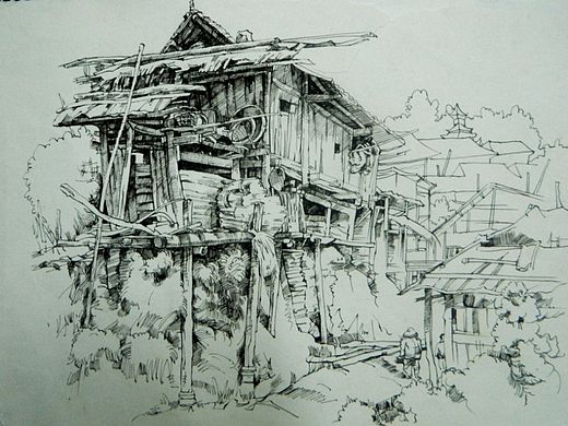 钢笔画