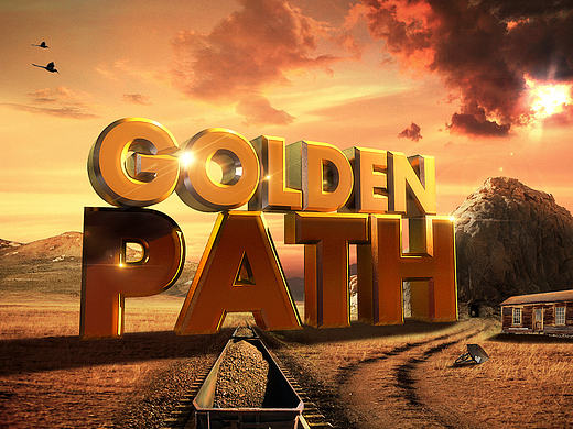 黄金之路 - 字体特效合成海报（个人主页-ZMjE2ODk1NTI=） - 海报 - 站酷设计师唯致创意工作室原创素材 - 站酷ZCOOL