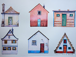 水彩小房子