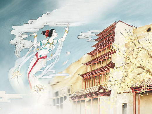 甘肃七大世界文化遗产手绘明信片《丝路敦煌》