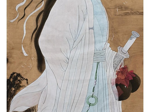 最近的作品,第一次画古装人物,借鉴了千景绘的作品