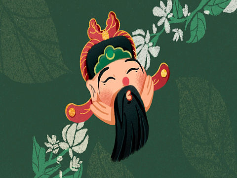 卡通福禄寿手绘插画
