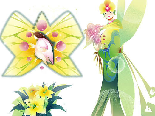 黄色花朵系列元素设计