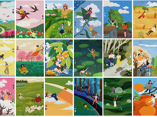 二十四節(jié)氣系列原創(chuàng)插畫（個人主頁-ZNjczNzQxMzY=） - 創(chuàng)作習(xí)作 - 站酷設(shè)計師杏仁兒Jess.X.原創(chuàng)素材 - 站酷ZCOOL