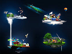 梦想之路(4副画面组成一个循环,从开始到结束)