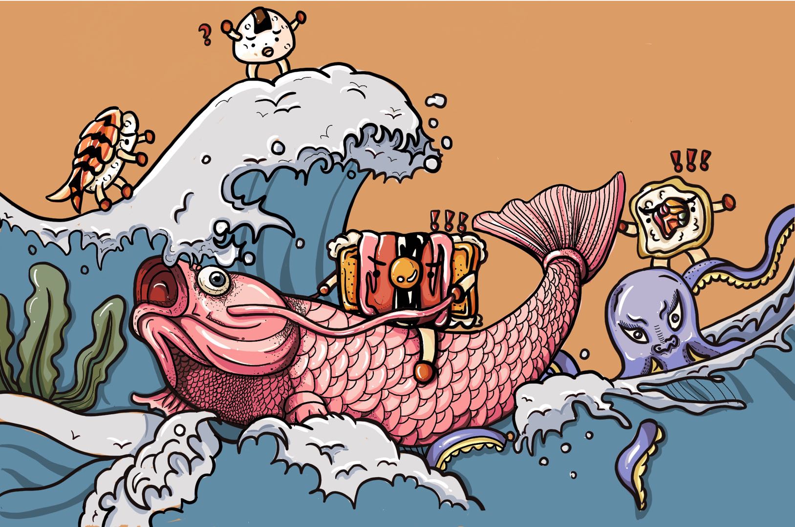 卡通风格新年骑鱼的人元素设计图__广告设计_广告设计_设计图库_昵图网nipic.com