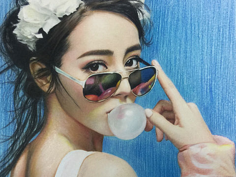 彩铅手绘迪丽热巴