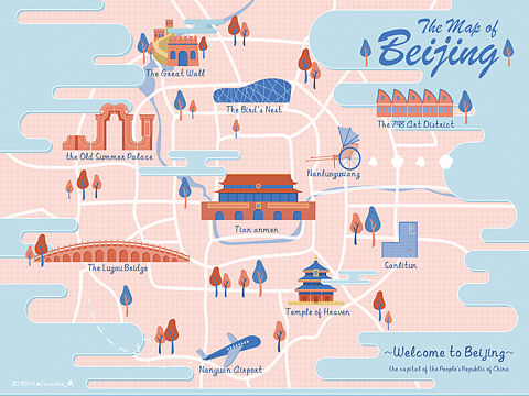 北京地图插画创作