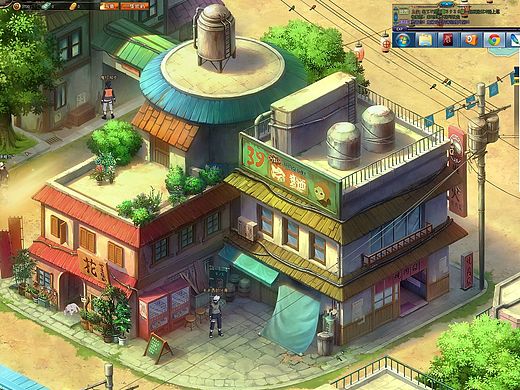 3转2手绘火影木叶村烧烤店场景