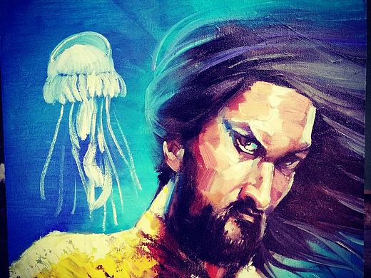 《海王》油画，手绘