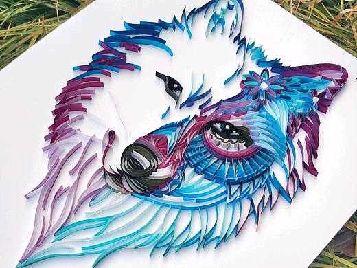 手工衍纸装饰画——冰原狼