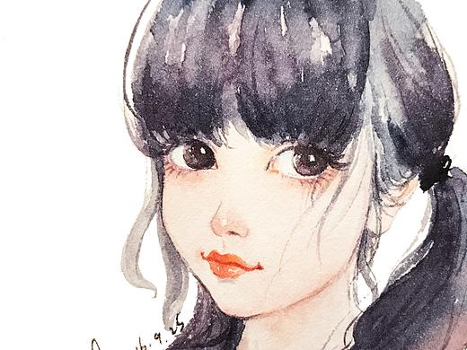 【小熊猫】水彩手绘人物水彩教程人物卡通头像手绘水彩步骤