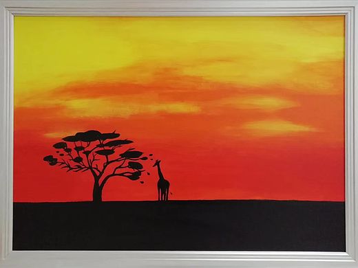 非洲大草原的夕阳剪影