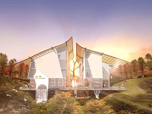 夕下西山伴月窗，山体景观规划，建筑设计，建筑空间