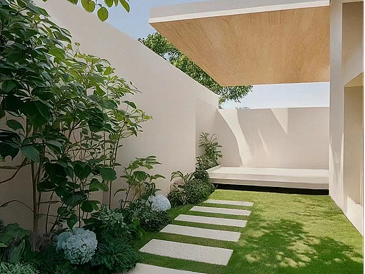 奶油风花园案例｜属于一家人的轻松空间