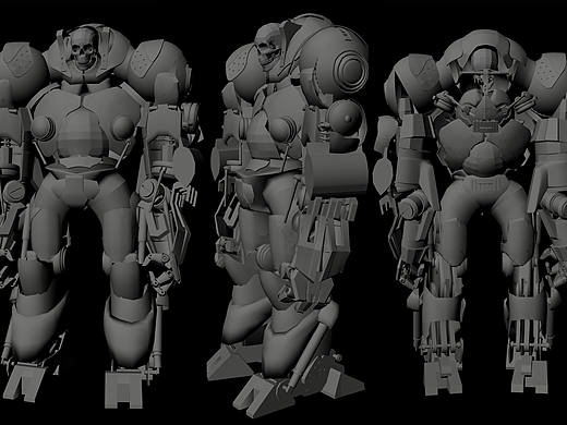 Maya原创机械骷髅模型