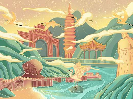 国风城市插画-厦门