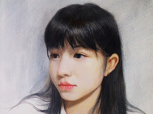 藏在画里的女孩 （彩铅混合少量水彩）