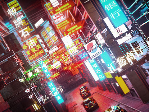 赛博朋克场景日常渲染练习