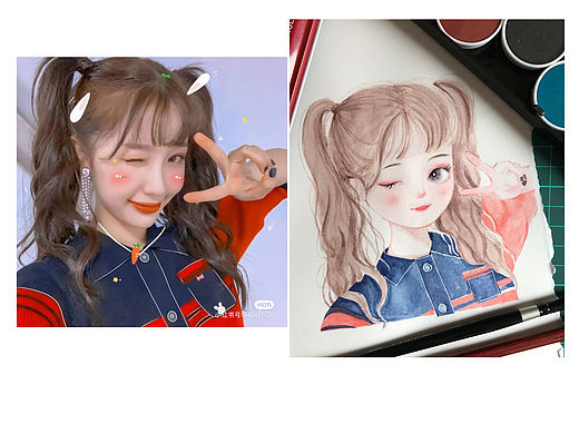 水彩少女头像（个人主页-ZNDY5OTE1NDA=） - 创作习作 - 站酷设计师小天小画原创素材 - 站酷ZCOOL