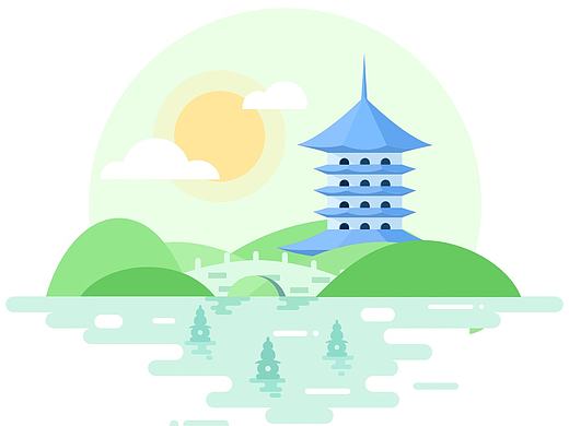 扁平城市插画