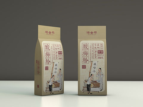 原创：手绘复古酸梅粉包装设计