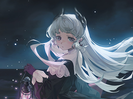 兔扎特老师画的艾丽妮！吹吹晚上的海风~