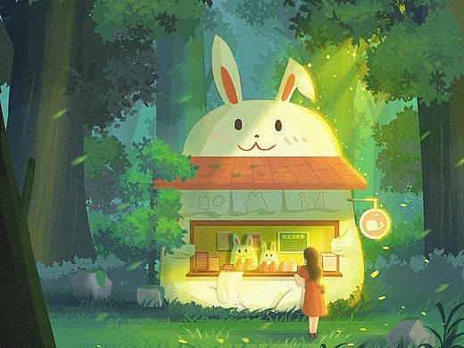 森林里的兔子屋奶茶店（个人主页-ZNTc5Mjg2OTY=） - 创作习作 - 站酷设计师爱画画的沐延原创素材 - 站酷ZCOOL